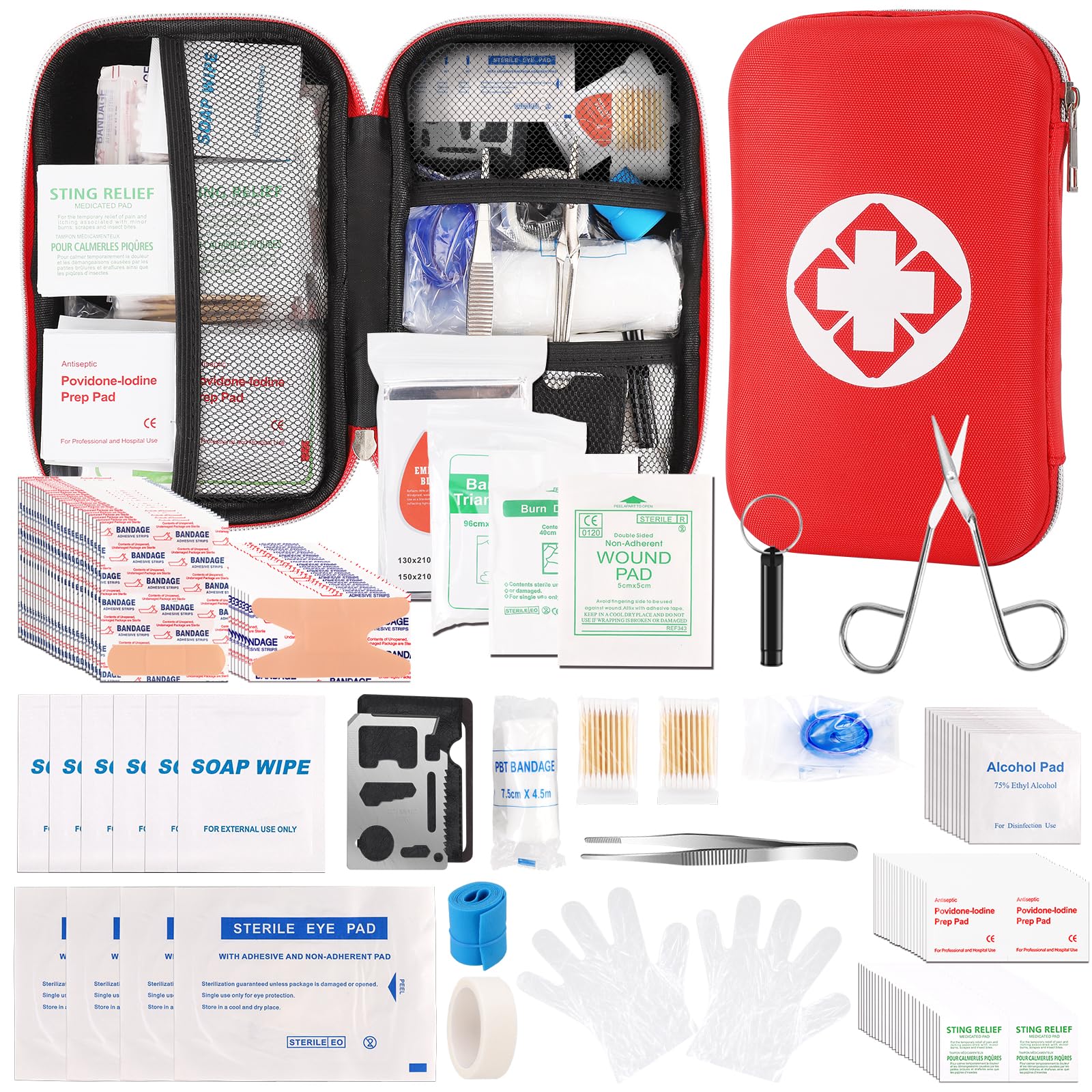 Photo 1 of Mini Travel First Aid Kit, Emergency Kit with 201PCS First Aid Supplies and Waterproof Compact Bag, Survival Medical Kit for Home Car Office Camping Hiking