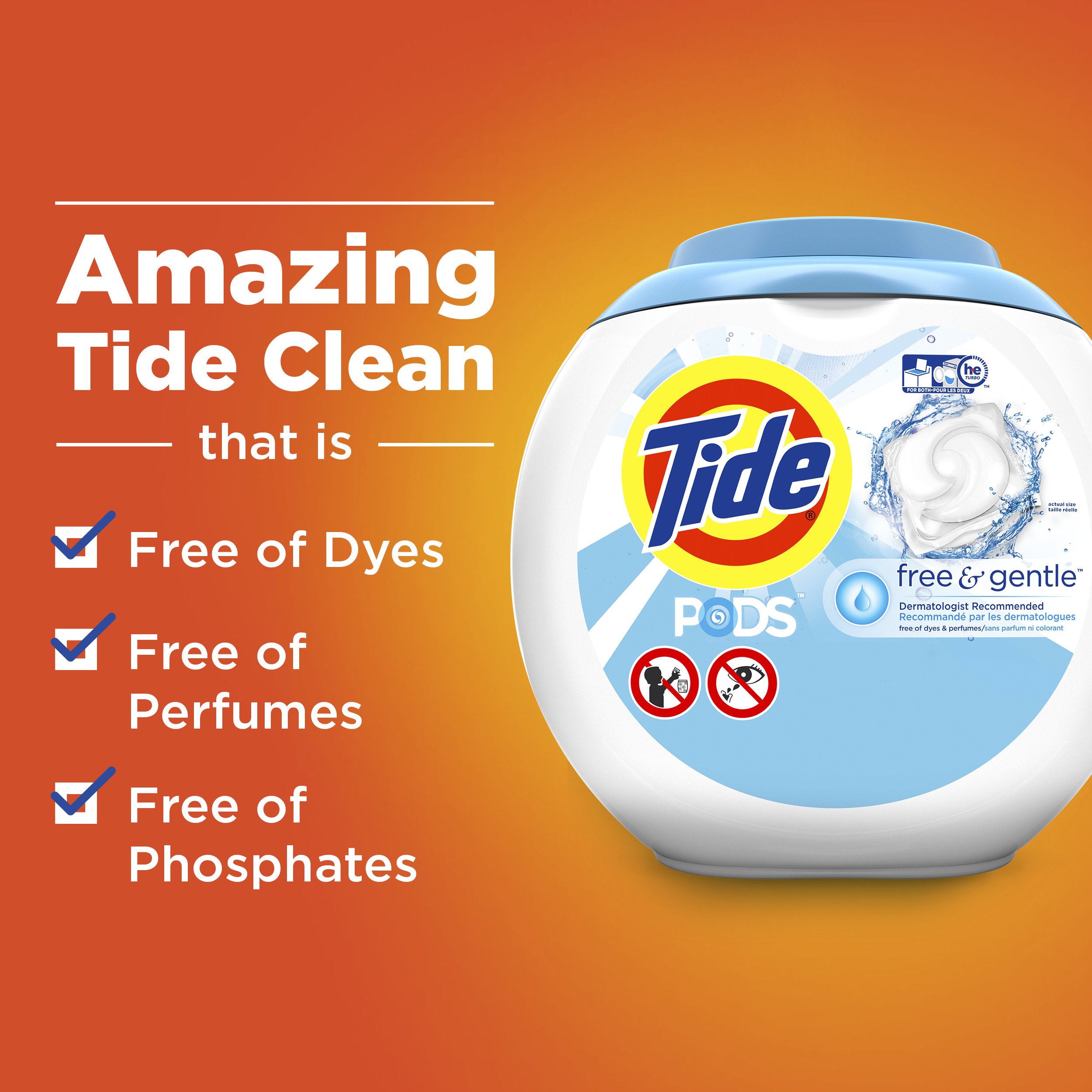 Galleon Tide Free And Gentle Laundry Detergent Pods, 81 Count
