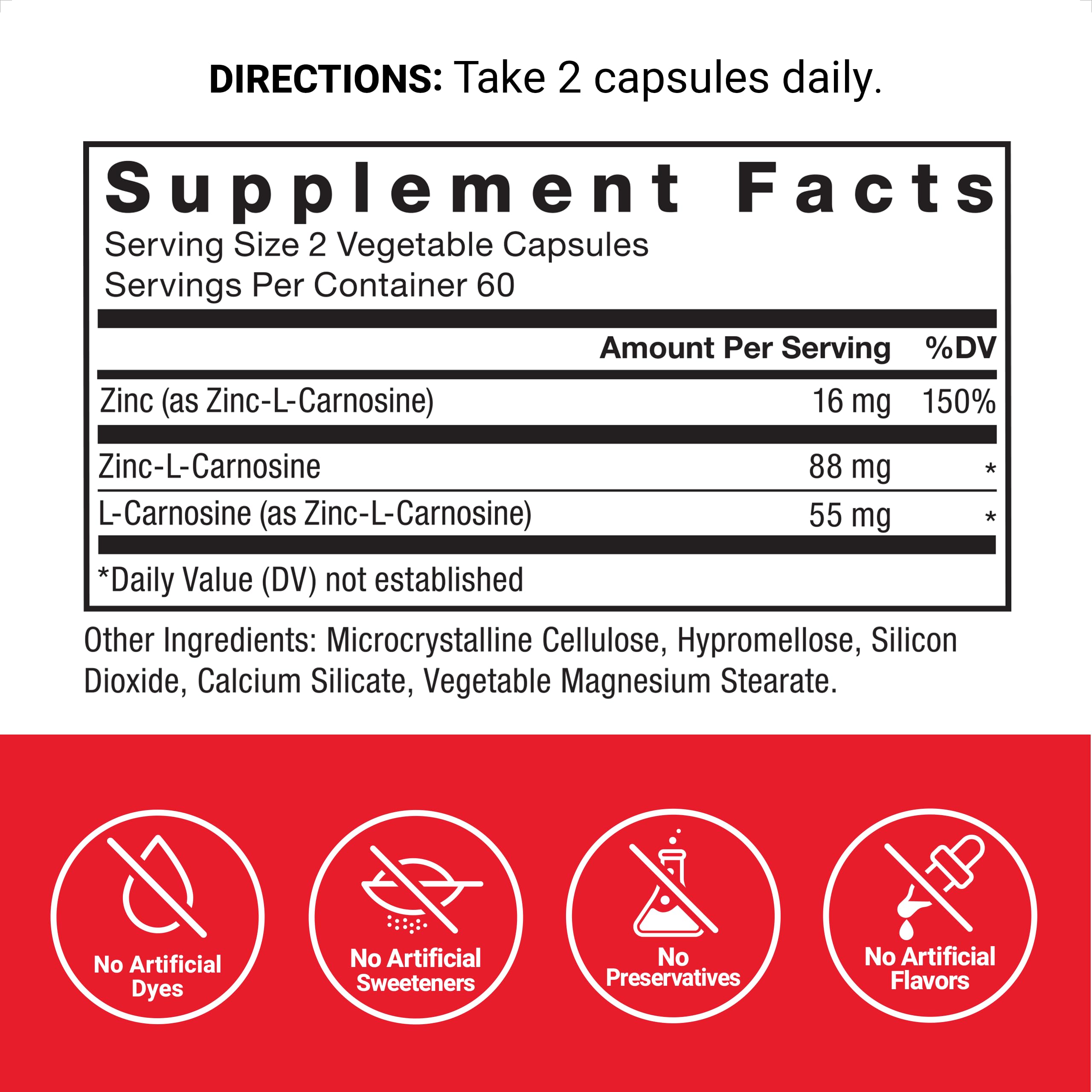 FORCE FACTOR Zinc L-Carnosine Capsules to Support Gastric and Digestive Health, Digestion and Bloating Supplement, Vegan, Non-GMO, No Gelatin, 120 Capsules