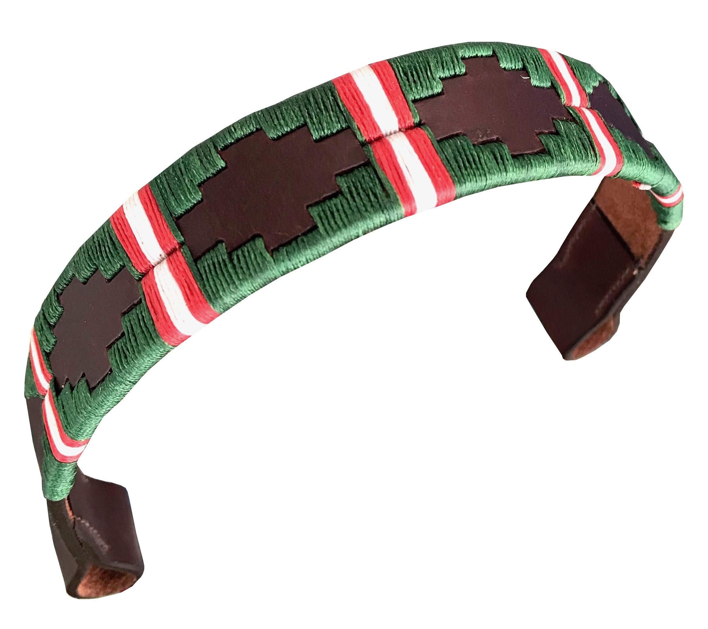 Carlos Diaz Designer Genuine Leather Waxed Embroidered Gaucho Polo Horse Bridle Browband (Full (Horse) 16 inches)