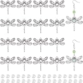 PH PandaHall 125pcs Dragonfly Pendant Trays, 60pcs Animal Cabochon Bezels Tibetan Alloy Blank Bezel Base with 65pcs 8mm Round Glass Cabochon Dome for Bouquet Graduation Photo Charm Jewelry Making