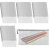 Hyuetrsa 100 Pcs Black Mesh Zipper Pouch Bulk Multipurpose Waterproof Zipper Pouches, 9.5x4.5 Inches Small Plastic Zipper Mesh Bags Clear Mesh Pouches with Zipper for Office Travel Supplies Storage