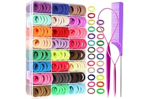 YGDZ 280 PCS Cotton 24 Colors Hair Ties Set with Organizer Box - Seamless Soft Mini Elastics Ponytail Holders and Hair Accessories for Toddlers, Girls, Kids