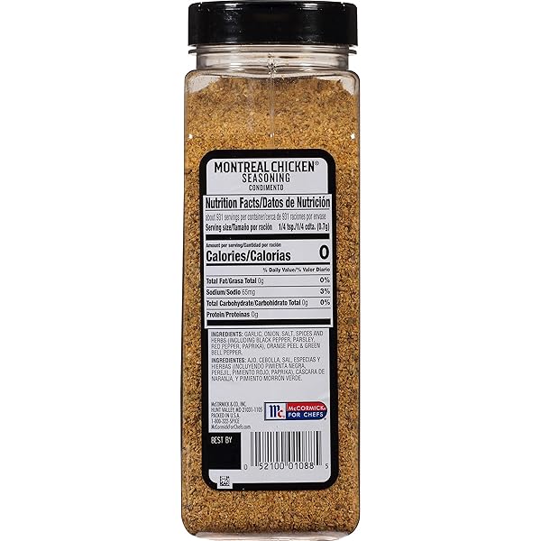 MCCORMICK GRILL MATES MONTREAL CHICKEN SEASONING, 23 OZ – ONE 23 OUNCE CONTAINER OF MONTREAL CHICKEN SEASONING WITH BLEND OF GARLIC, ONION, BLACK AND RED PEPPER AND PAPRIKA FOR MEATS AND SEAFOOD