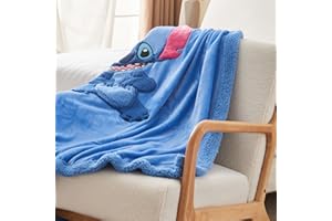 GONAAP Kids Blanket 3D Cartoon Embroidered Sherpa Blanket Plush Warm for Boys Girls(Stitch Colorful, (40"X50"))