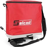 Salcod 25 lb Bag Seed Spreader, Handheld Broadcast Fertilizer Spreader, Red | Waterproof Bag, Enclosed Gears, Rear Baffle, Adjustable Shoulder Strap, Multiple Spread Options, For Seed &amp; Fertilizer