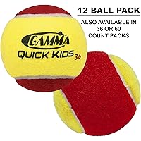 Gamma Quick Kids (Transition) Practice Tennis Balls: Red 36, Orange 60, or Green 78 Dot (25%-50% Slower Ball Speed) - 12…