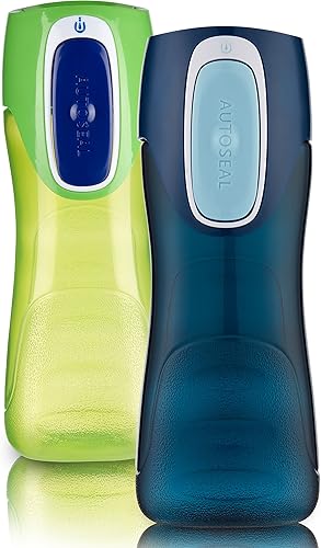 Contigo Autoseal Trekker Kids Water Bottle one dark blue and one yellow green water bottles