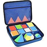 Grapsa Adjustable Speed Cube Storage Case for GAN for Rubik's Puzzle Cubes | for D-FantiX Cube, Hard EVA Shell, Removable Dividers, Mesh Pocket for Stands/Tools, School Travel Home Use, Blue, Box Only