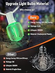 25FT Outdoor Christmas LED String Lights, Vintage