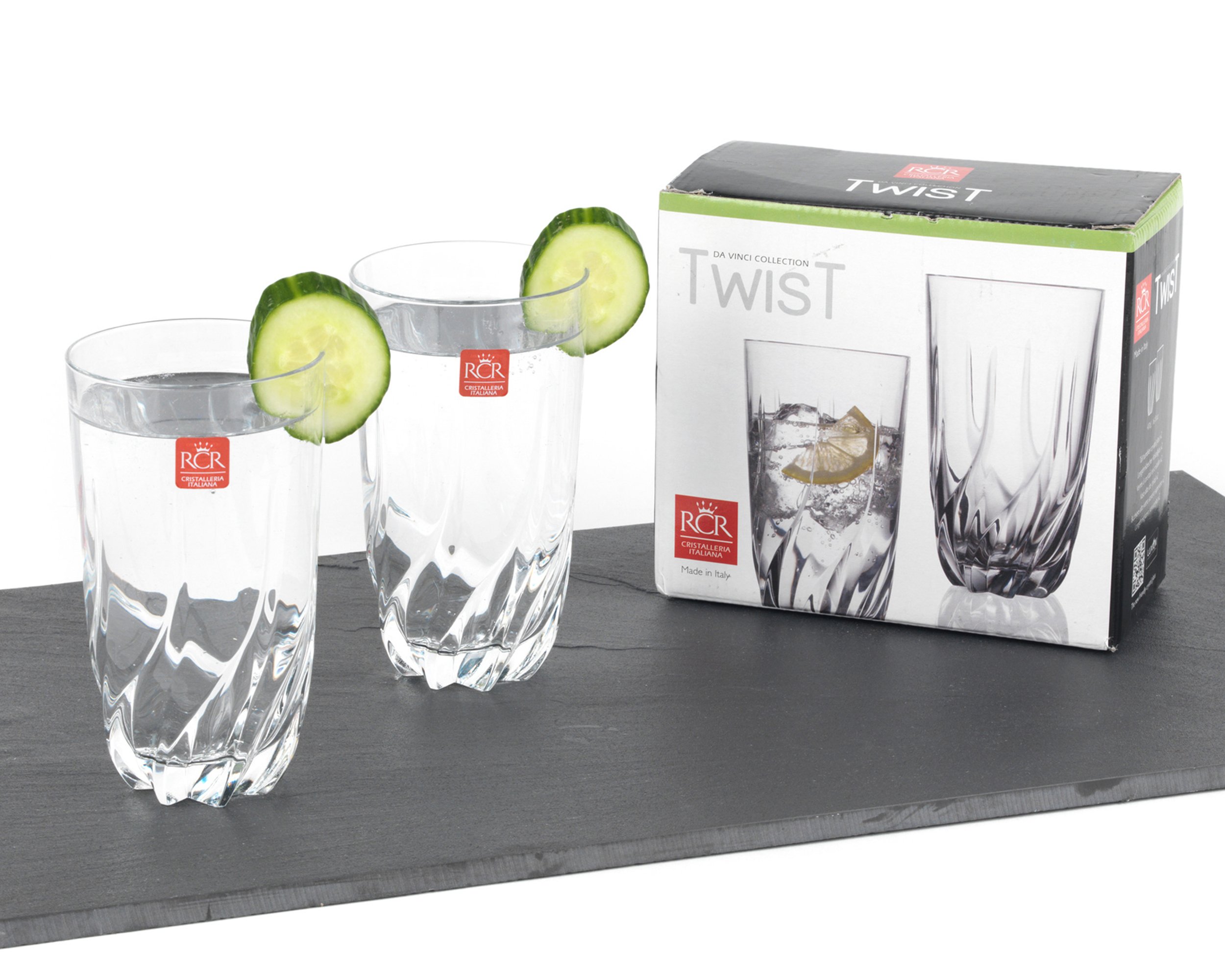 RCR 25123020006 Twist Crystal HiBall Cocktail Water Tumblers Glasses
