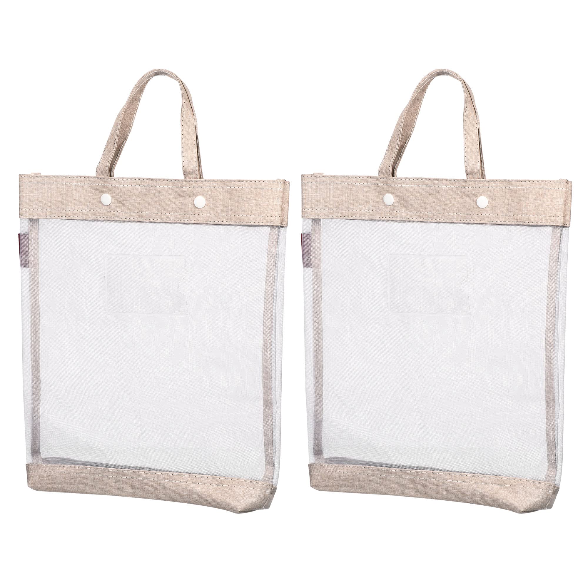 PATIKIL Nylon Document Bag with Handle, 2 Pack Mesh Transparent Handbag Files Tote Pouch for Office Business, White