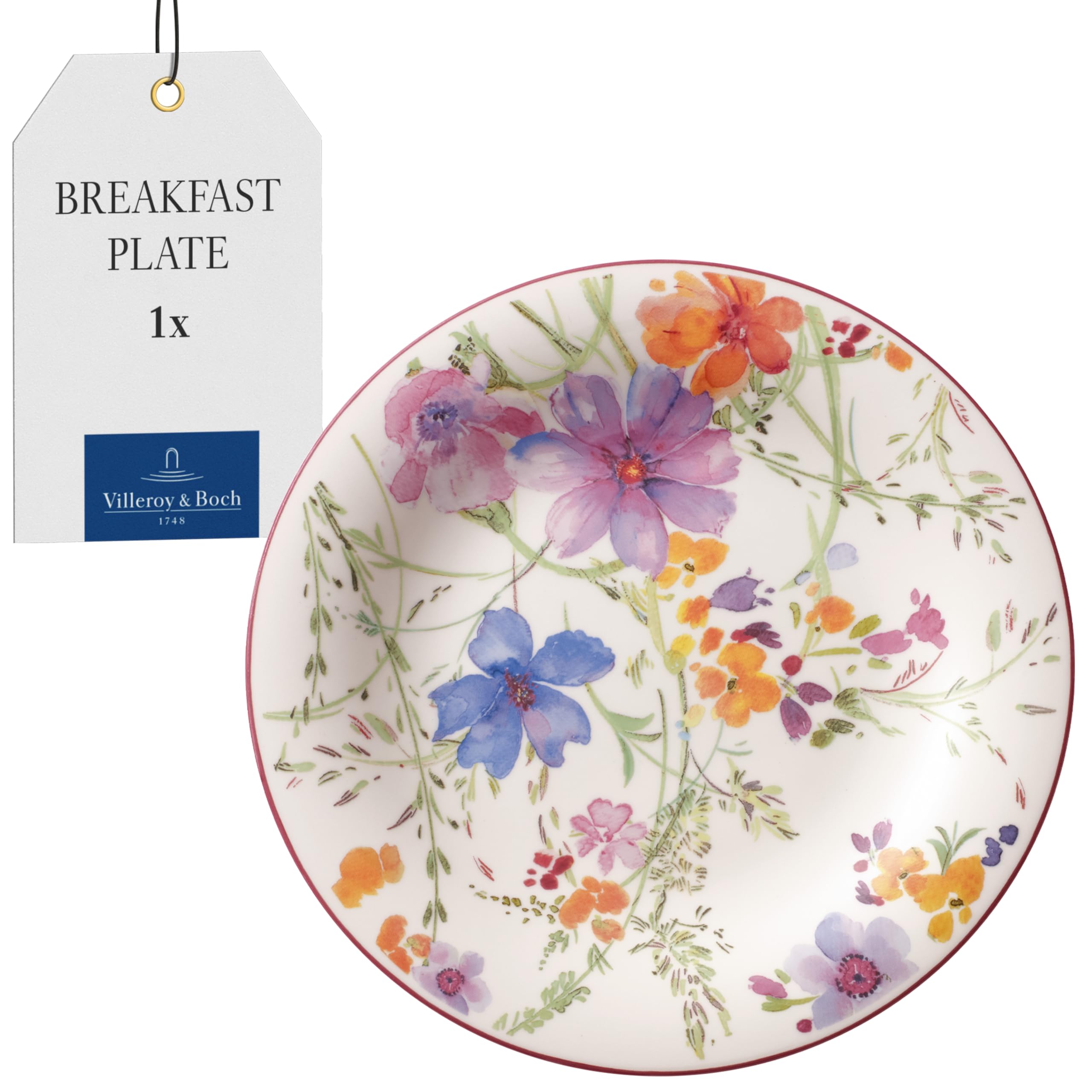 Villeroy & Boch Mariefleur Basic Multicoloured Breakfast Plate, 21 cm, Premium Porcelain, White/Multicoloured — image 1