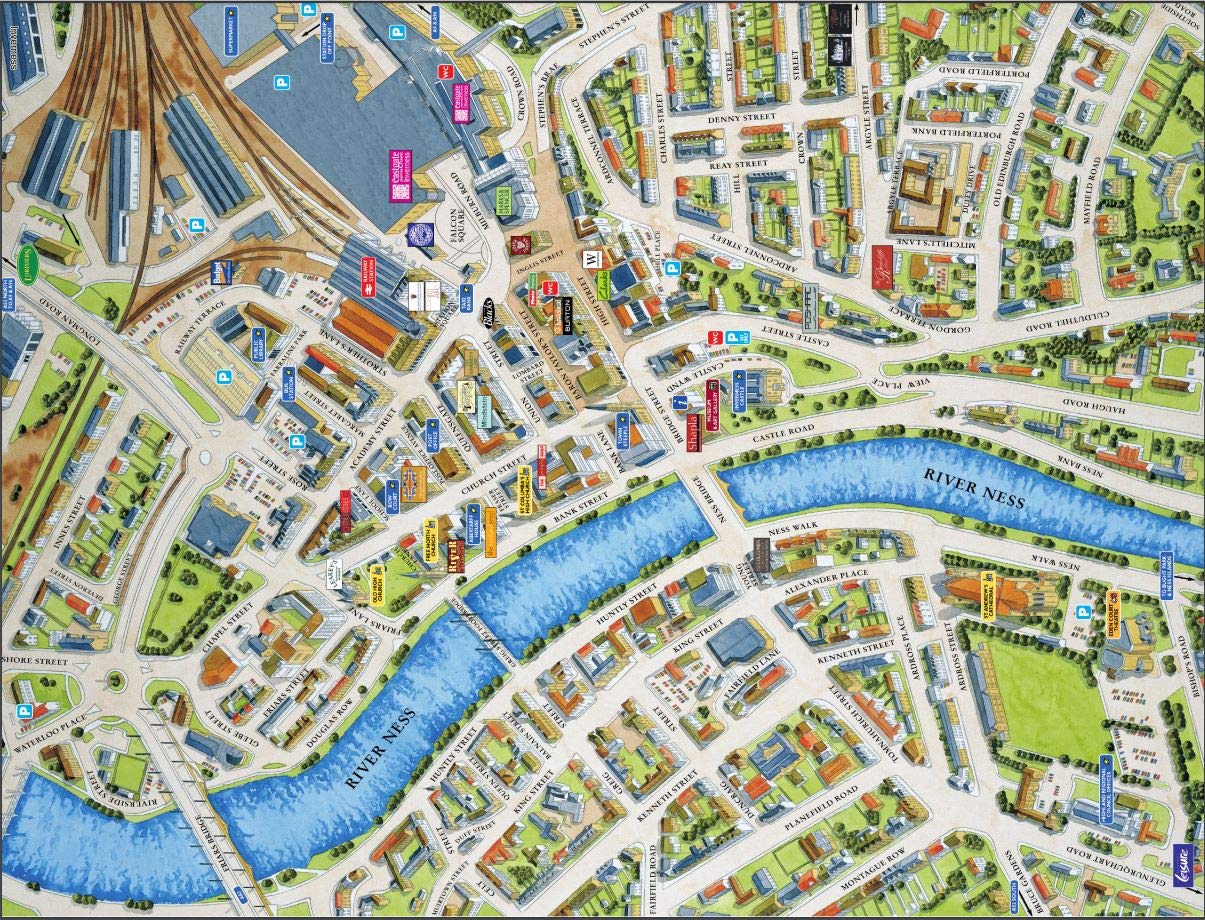 HPY Cityscapes Street Map Of Inverness 400 Piece Jigsaw Puzzle 470mm x 320mm (hpc)