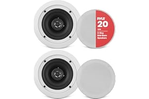 PYLE PDIC81RD In-Wall / In-Ceiling Dual 8-Inch Speaker System, 2-Way, Flush Mount, White (Pair)