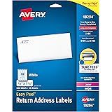Avery Return Address Labels with Sure Feed for Laser & Inkjet Printers, 2/3" x 1-3/4", 600 Labels, Permanent Adhesive (18294)