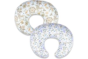 LLCJYYCY 2 Pack Nursing Pillow Covers – Soft Breathable Cotton, Fits Standard Breastfeeding Pillows, Washable & Hypoallergenic for Newborn Baby Girls & Boys,Cover Only