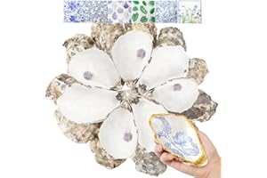 LARDUX 24 PCS Oyster Shells for Crafts, 5"-6" Large Natural Sea Oyster Shells Bulk for Crafting Painting, Home Decor Vase Filler, DIY Arts with 6 PCS Decoupage Paper Napkin (Large Size)