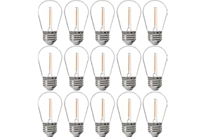 FLSNT 15 Pack Outdoor LED Replacement Bulbs for String Light, S14 LED Hanging Light Bulbs for Patio, Garden, E26 Base, 2200K Warm White, Non-Dimmable