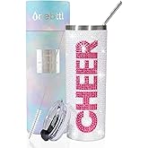 Onebttl Cheerleader Glitter Tumbler Gifts For Girls - Cheer - 20oz/590ml Stainless Steel Insulated Tumbler with Straw, Lid - Gift for Cheerleading, Coach or Cheer Squad - Diamond