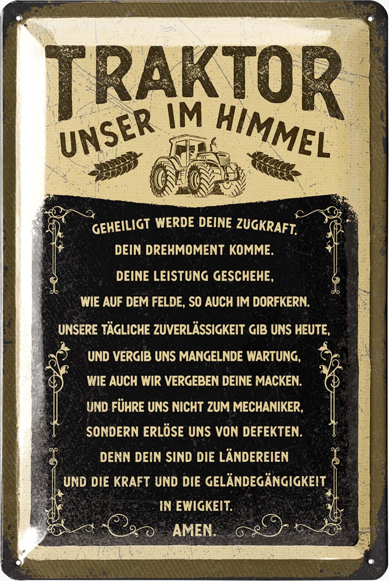 LANOLU Retro Tractor Sign, Alloy Steel Decorative 20 x 30 cm, Funny Workshop Gift for Men, Vintage Metal Sign with Sayings, Car Mechanic Dad's Day