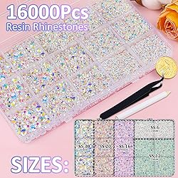 16000Pcs Resin Jelly Rhinestones with Tweezers for