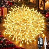 KAQ Connectable 240LED 88Ft String Lights, Christmas Lights Indoor Outdoor | Clear Wire Twinkle Fairy Lights Plug in, 13 Modes, Timer, Waterproof Christmas Trees Lights for Bedroom, Patio Warm White