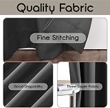 AMEHA Grey Blackout Eyelet Curtains 66x84 Navy Darkening Room 1 Panel view 7