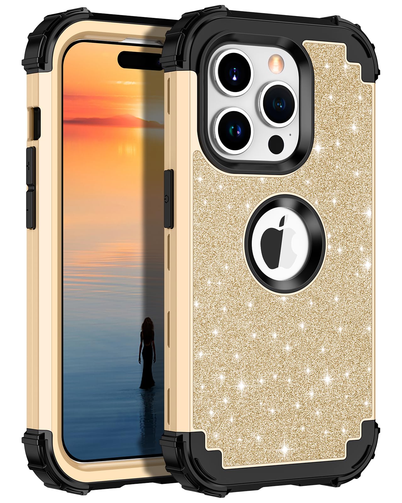 LONTECT for iPhone 15 Pro Max Case Glitter Sparkly