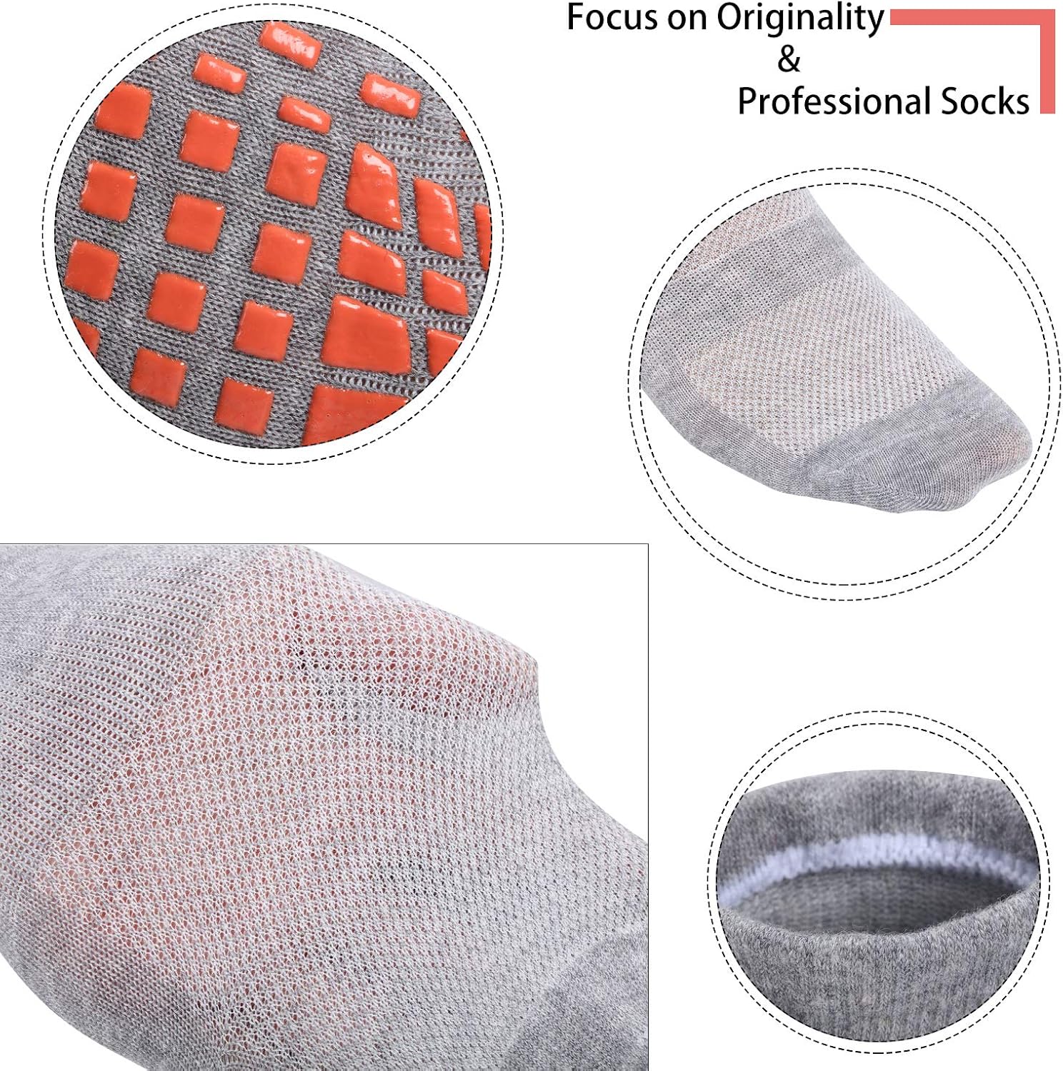 6 Pairs Men's Yoga Socks, Non Slip Grips Socks Fitness Slipper Socks with Cushion for Yoga, Barre, Pilates : Clothing