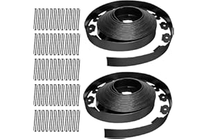 CZPPIF Landscape Edging 2 Inch Tall 100 FT, Garden Edging Coil with 120pcs Spikes, Edging Border Coil for Landscaping, Flower Beds, Lawn, and Yard - Black