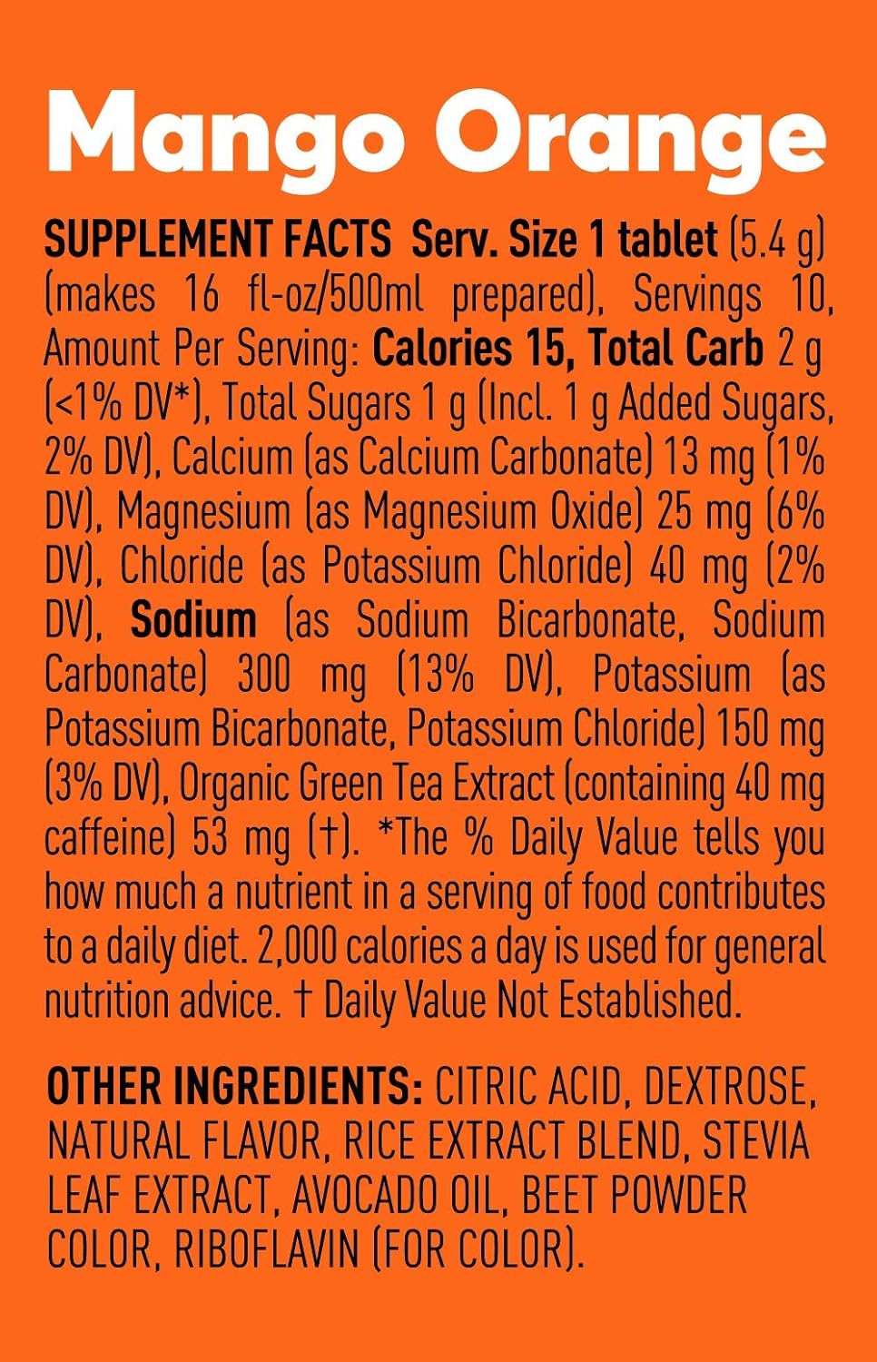 Nuun Sport + Caffeine: Electrolyte Drink Tablets, Mango Orange, 1 Tube (10 Servings): Health & Personal Care