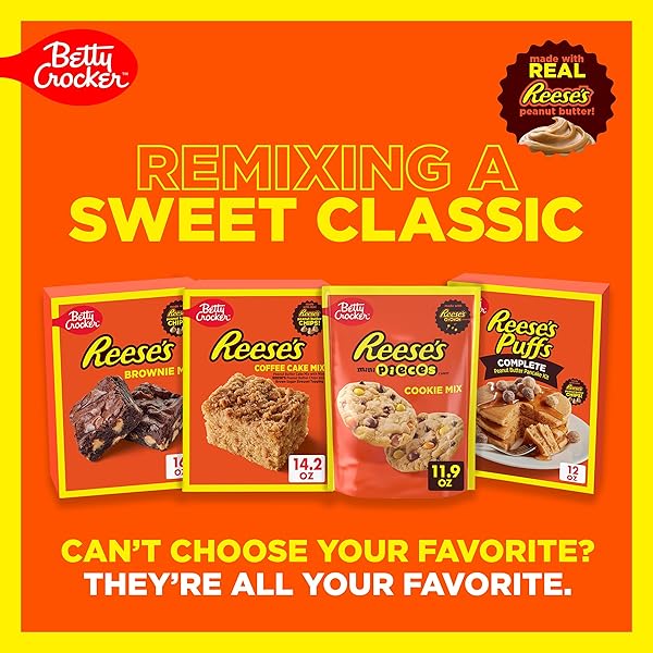 BETTY CROCKER REESE’S PEANUT BUTTER COFFEE CAKE MIX WITH BROWN SUGAR STREUSEL TOPPING, 14.2 OZ