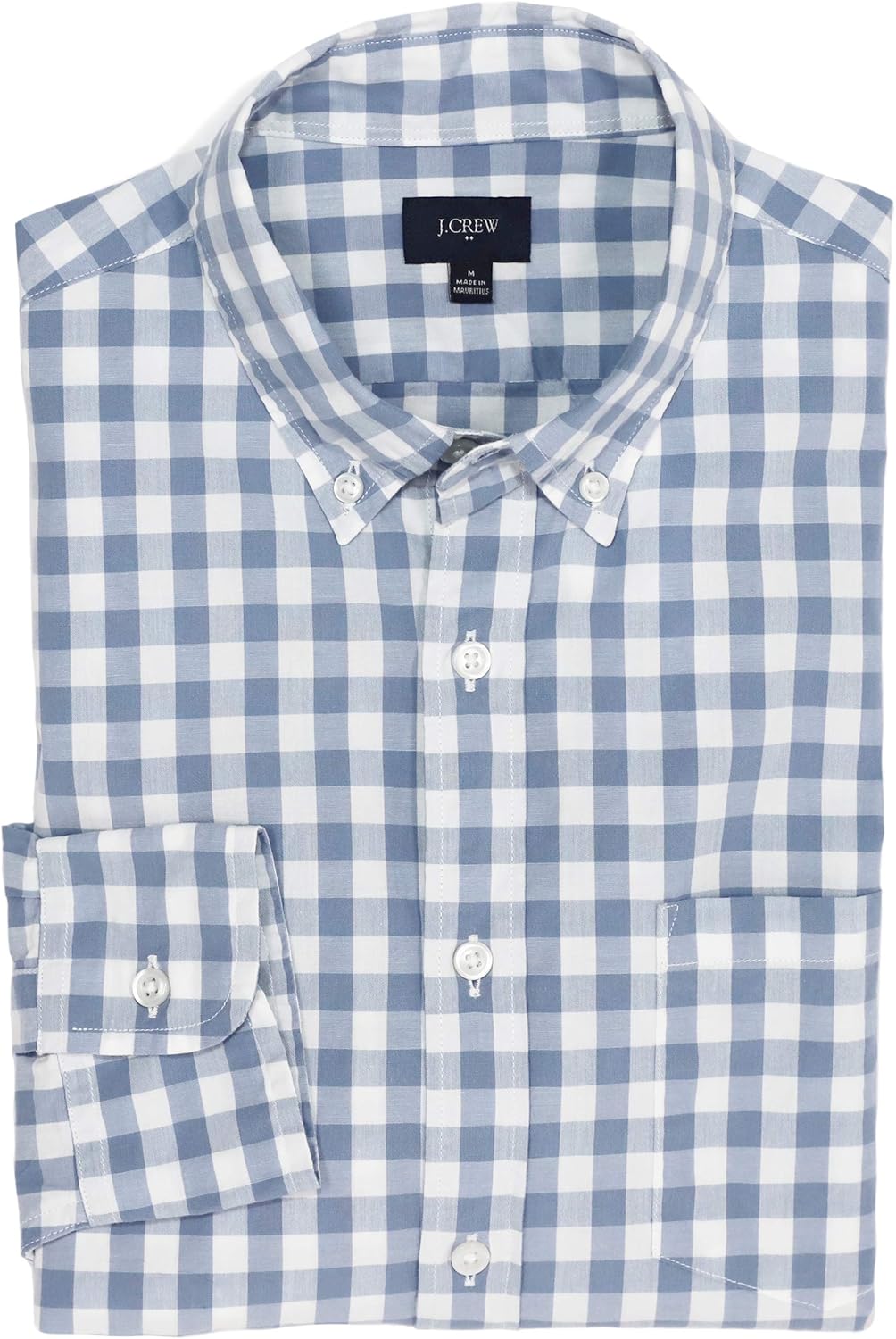 J Crew Factory Men's Slim Fit Gingham Washed Cotton Shirt Grey