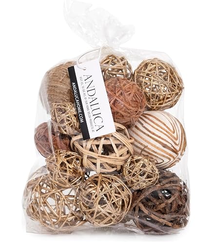 Blue Donuts Decorative Balls – 4 Inch Rattan & Wicker Orb Set, Pack Of 10, Bowl Fillers For Centerpieces