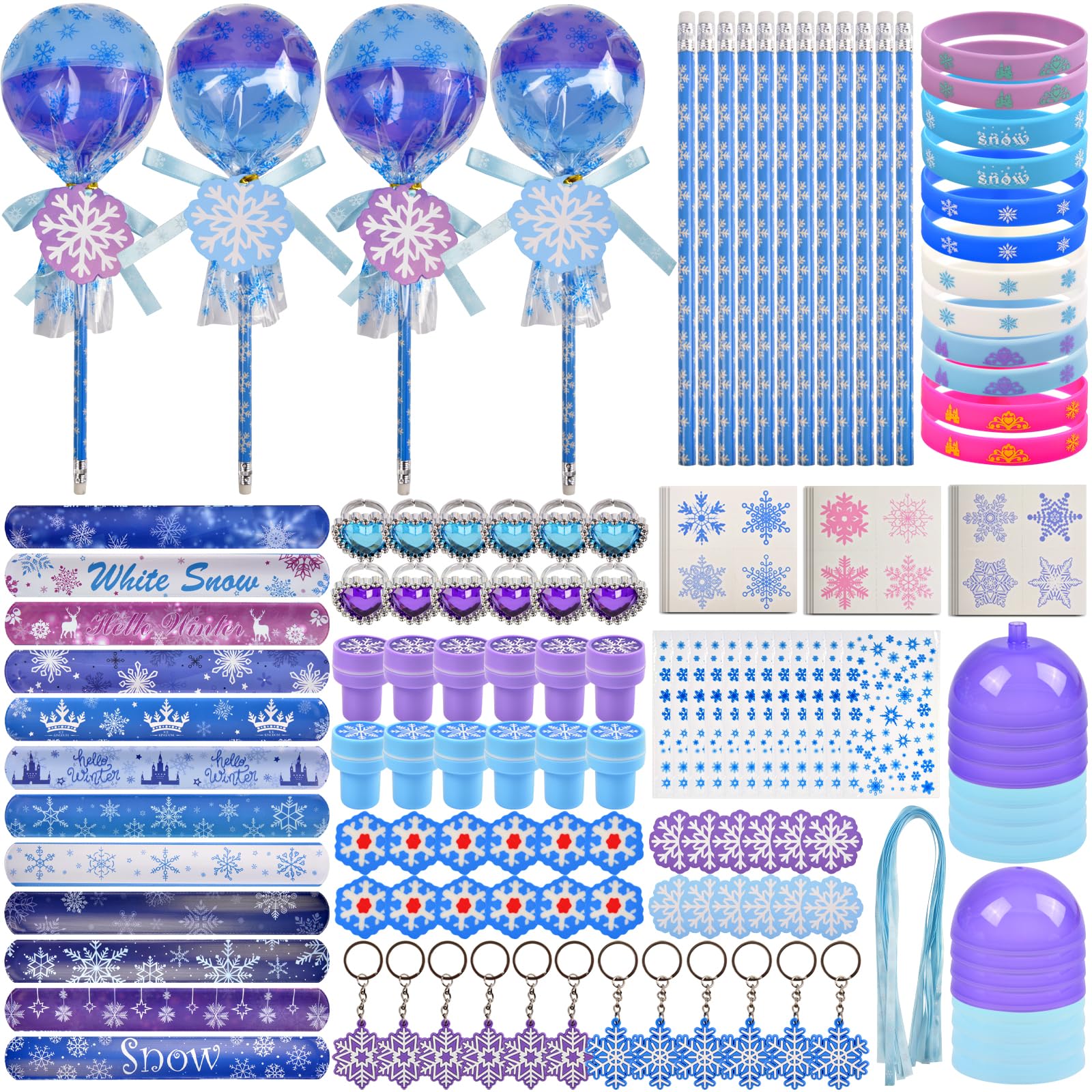 Photo 1 of 108Pcs Frozen Party Birthday Favors Decorations - Frozen Giant Lollipop Container Birthday Party Favors, Christmas Classroom School Decoration Gifts, Winter Bulk Goodie Bag Supplies for Students