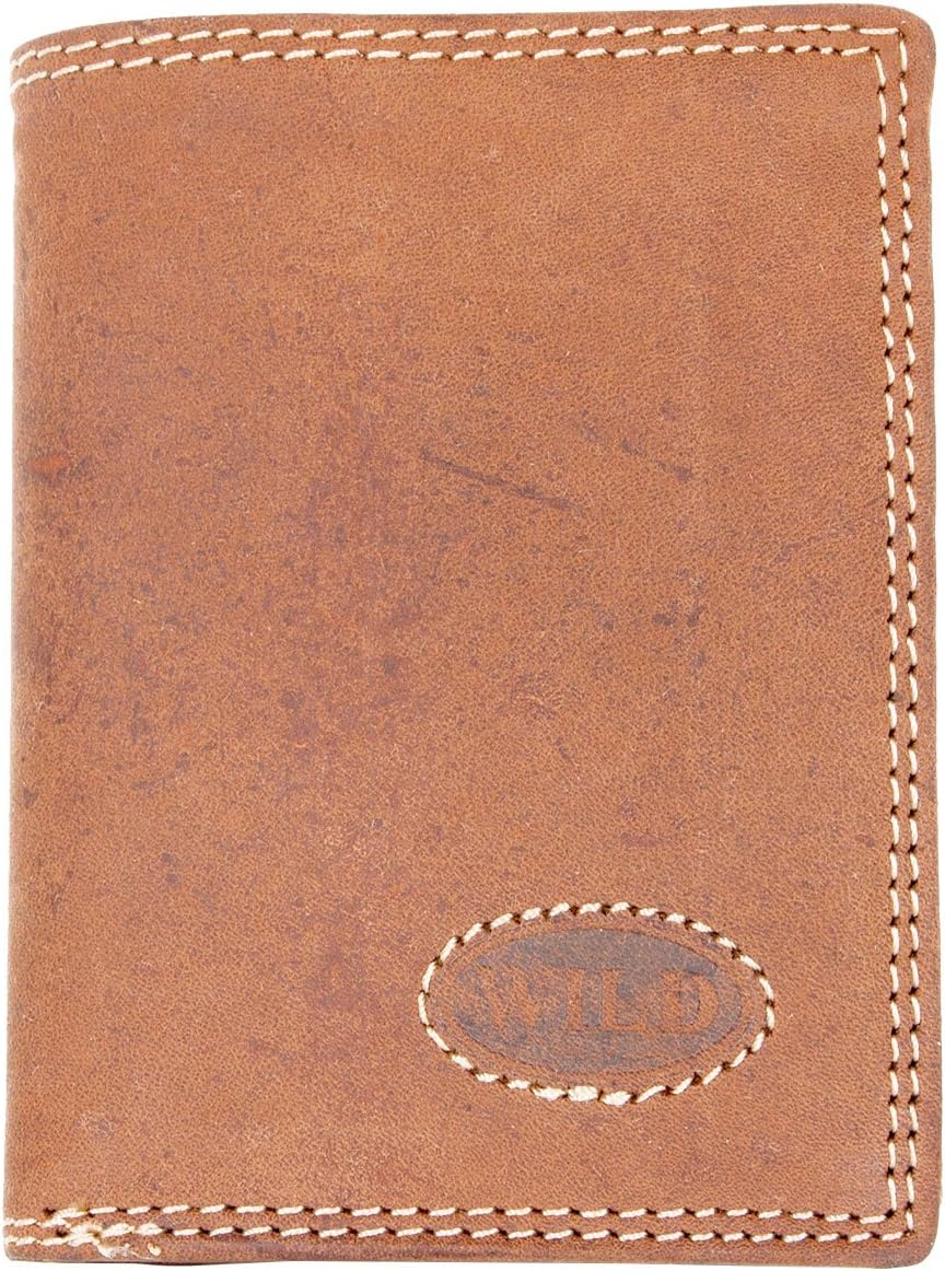 Tan Trifold Vertical Designed Genuine Leather Pocket Size Wallet Wild, Light Brown