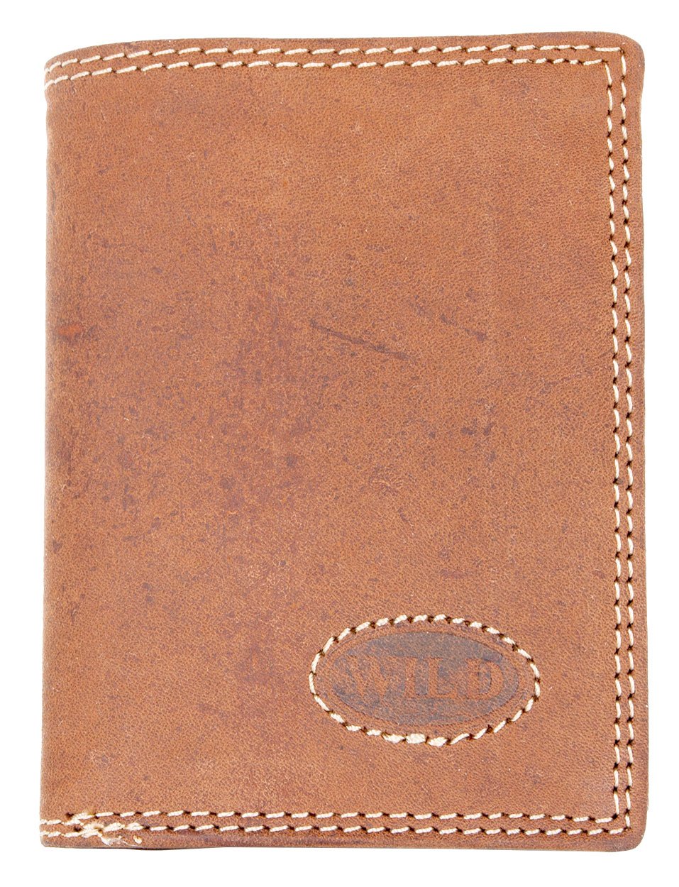 Tan Trifold Vertical Designed Genuine Leather Pocket Size Wallet Wild