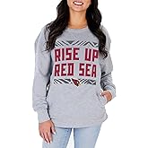 Zubaz NFL Womens Team Slogan Heather Grey, Oversized, Crewneck Sweatshirt With Pocket