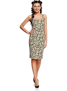 oodji Ultra Mujer Vestido-Camiseta de Tirantes de Punto