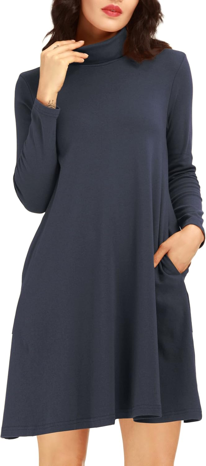 Women's Casual Cotton Long Sleeve Loose T-shirt Dresses Size XXL Dark Blue at Amazon Womenâs 