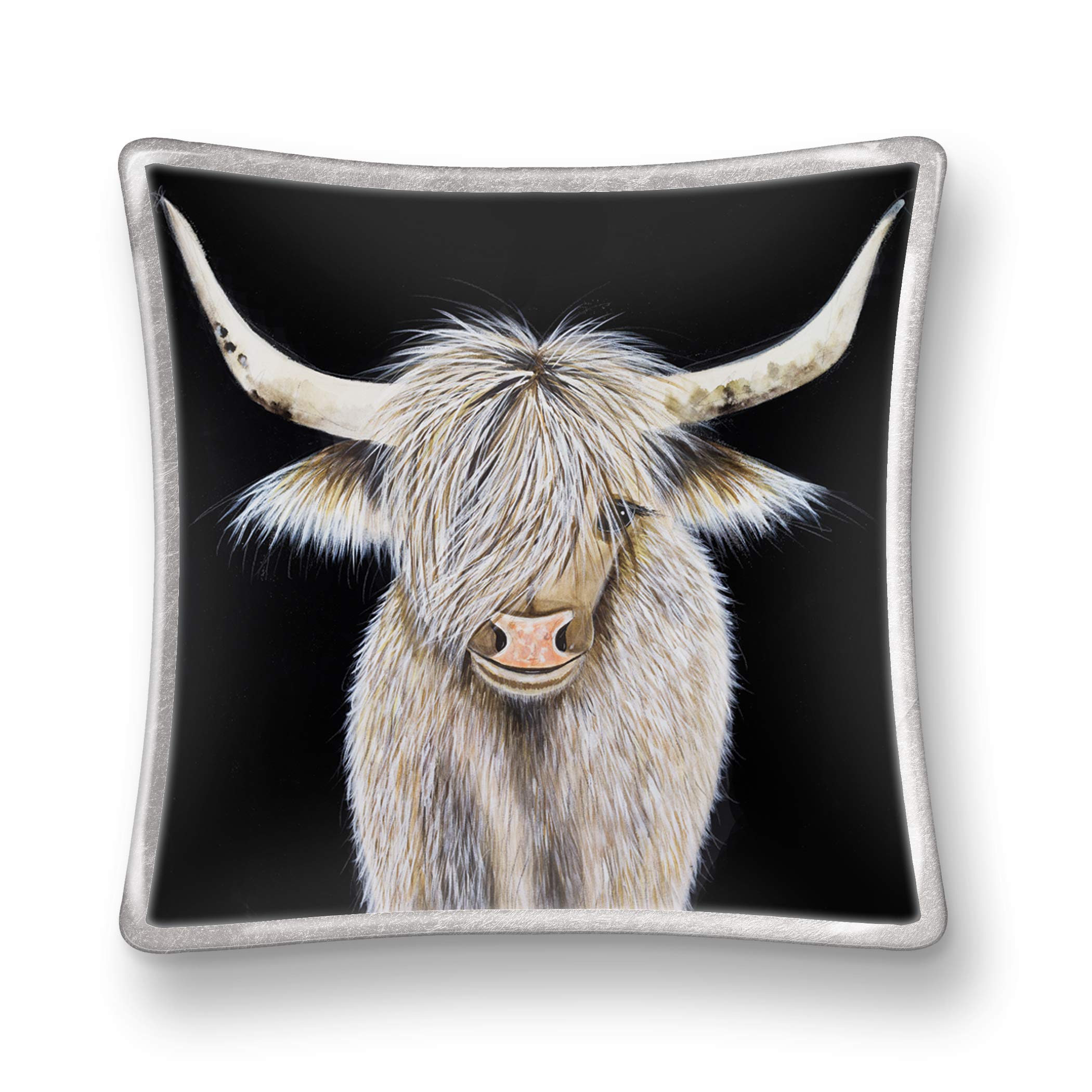 Studio Oh!Small Glass Trinket Dish by Studio Oh! - Beau The Yak - 3" x 3" - Dish Tray with Unique Full-Color Artwork - Holds Jewelry, Change, Paperclips & Trinkets