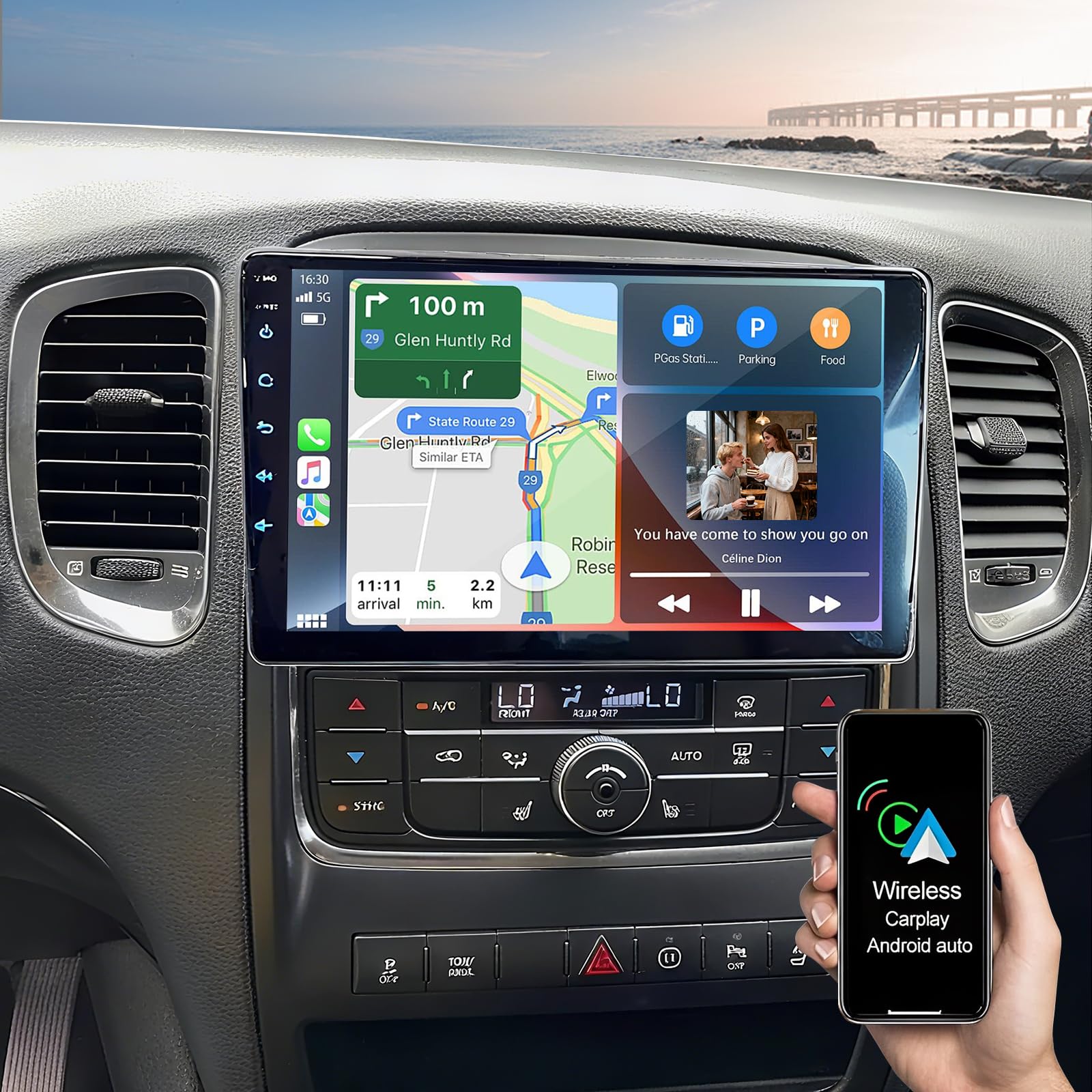 Photo 1 of 10.1'' Car Radio for Dodge Durango 2011 2012 2013, Android Touch Screen for Durango with Wireless CarPlay Android Auto, 4+64G Car Stereo for Durango GPS, BT, FM, WiFi, Bluotooth Backup Camera