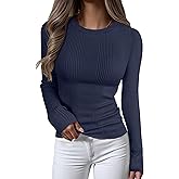 ANRABESS Women's Long Sleeve Slim Fit Crewneck Lightweight Sweaters 2025 Fall Winter Basic Fitted Rib Knit Pullover Tops
