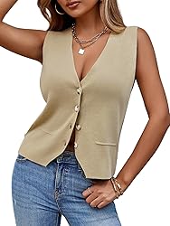Saodimallsu Womens Sleeveless Sweater Vest Knit V