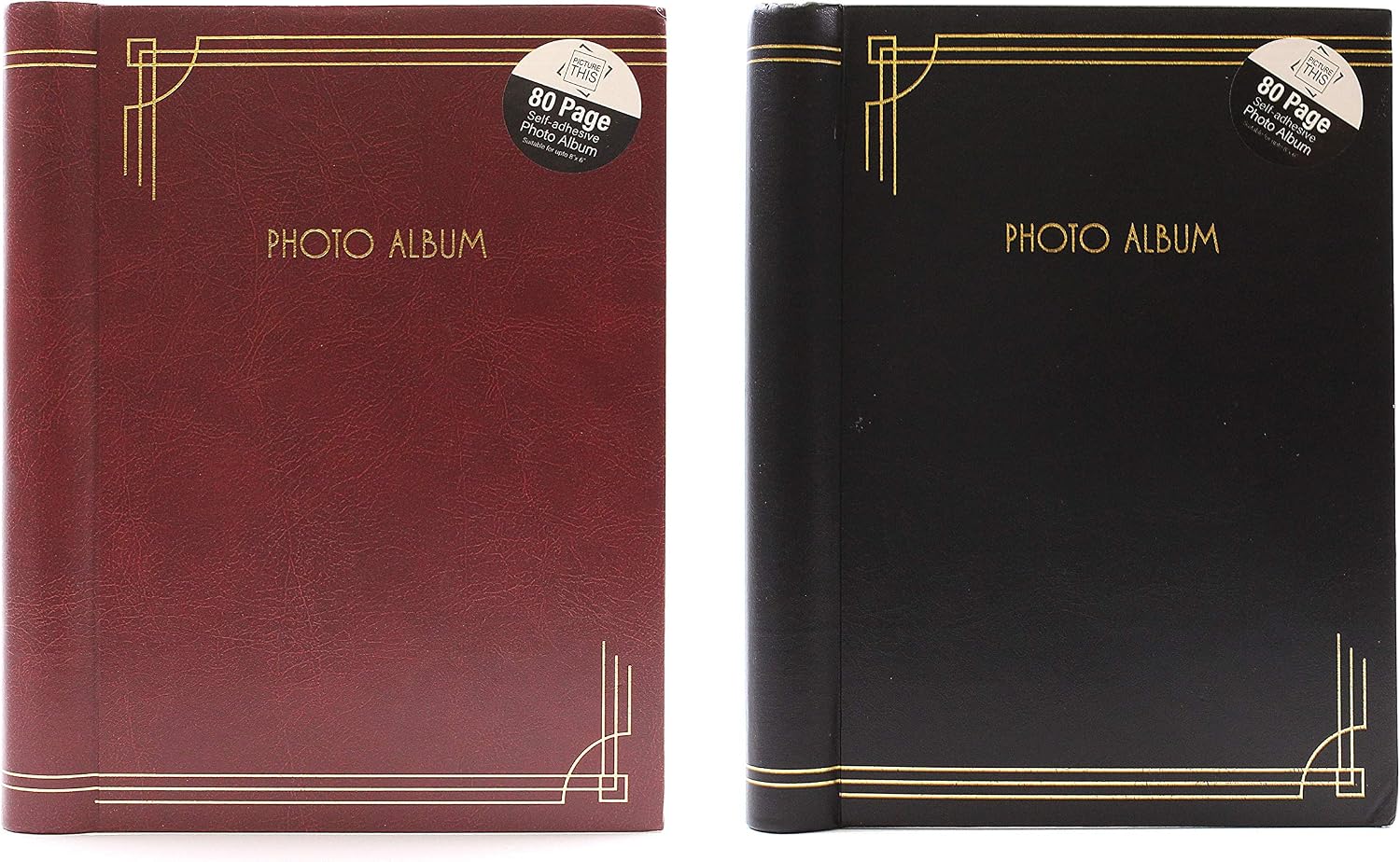 Photo Album - 80 Self Adhesive Pages Red & Black, Plain, 80 7.5"x10.6"