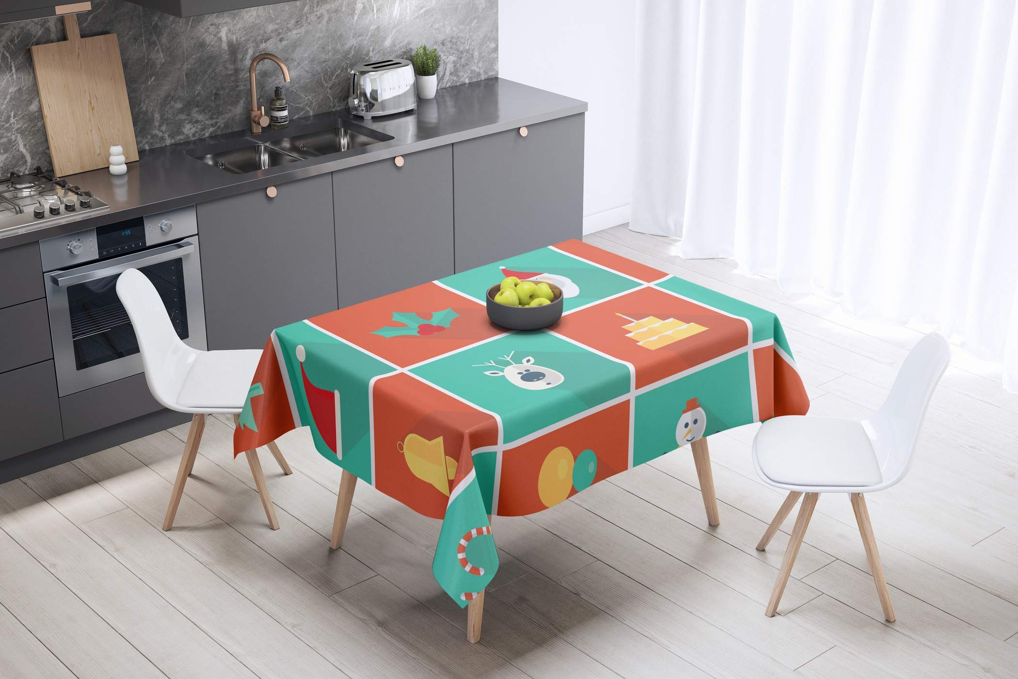 Bonamaison Kitchen Decoration, Tablecloth, 140cm x 140cm - Designed and Manufactured in Turkey