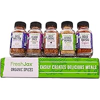 FreshJax Premium Gourmet Spices and Seasonings, Grill Accessories Gift Box, Organic All-Star Barbecue (5 Pack) BBQ