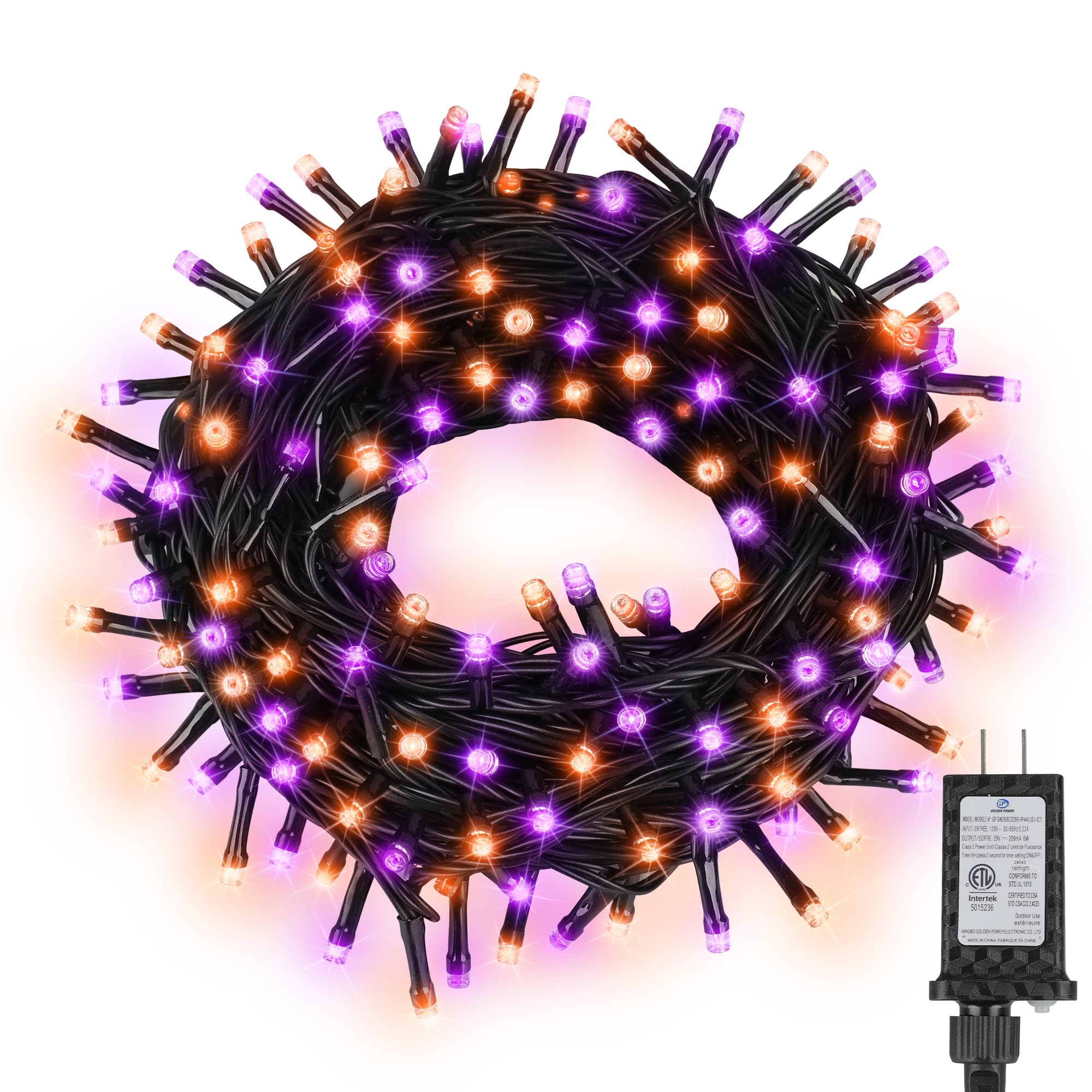 Photo 1 of 100LED Halloween String Lights 33 Ft Orange Purple Twinkle Light with 8 Modes Waterproof for Indoor Outdoor Party Garden Decor