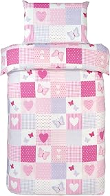 Bloomsbury Mill Cot Bed Duvet Cover Set Pink Hearts Butterflies 120x150cm view 7